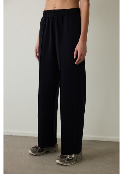 Siyah Yüksek Bel Modal Düz Paça Pantolon modelleri