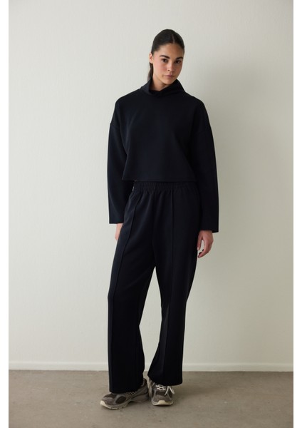 Siyah Yüksek Bel Modal Düz Paça Pantolon indirimleri