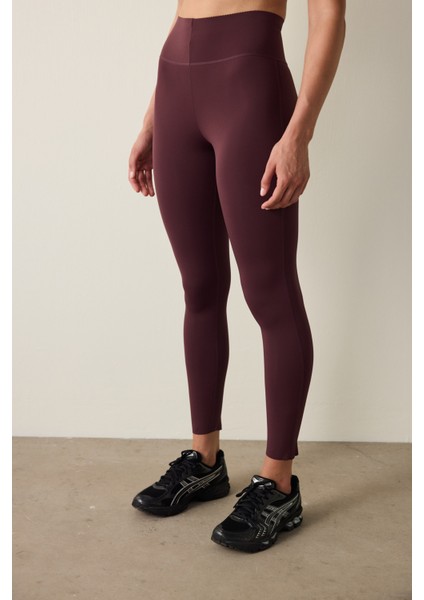 Bordo Yüksek Destek V Kesim Toparlayıcı Etkili Yüksek Bel Form Tayt