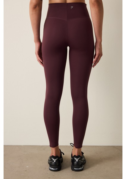 Bordo Yüksek Destek V Kesim Toparlayıcı Etkili Yüksek Bel Form Tayt fırsatları