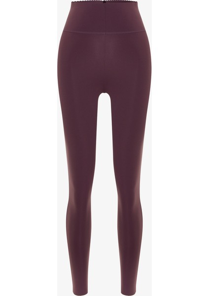 Bordo Yüksek Destek V Kesim Toparlayıcı Etkili Yüksek Bel Form Tayt