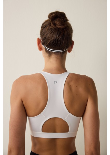 Beyaz Fermuarlı Yüksek Destekli Kaplı Spor Sütyeni indirimleri