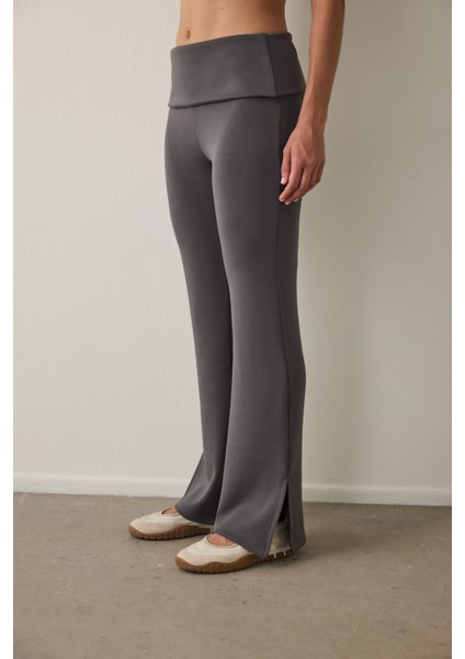 Gri Orta Bel İspanyol Paça Modal Eşofman Altı