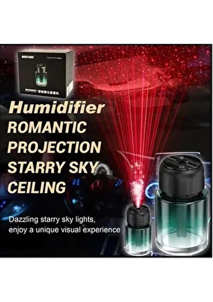 Şarjlı Araç Içi Parfüm Difüzörü Kokulu Hava Nemlendirici Humudifier Yıldız Tavan Lazer
