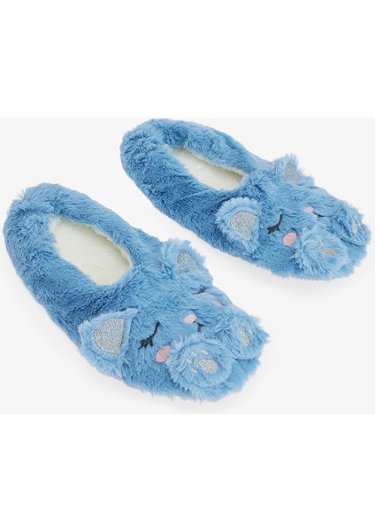 Açık Mavi Sleepy Cat Hayvan Nakışlı Ev Patiği fiyatları