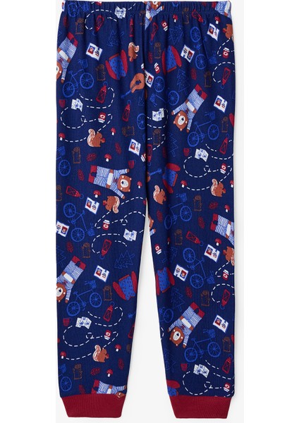 Lacivert Erkek Çocuk Bear Style Ayı Desenli Pijama Takımı modelleri