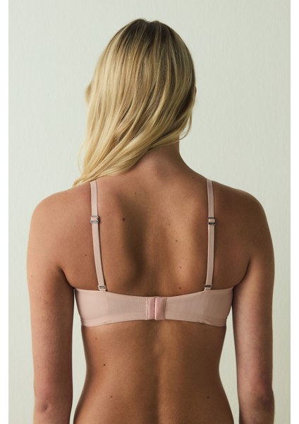 Açık Gül Kurusu Essentials Lotus Balenli Straplez Sütyen