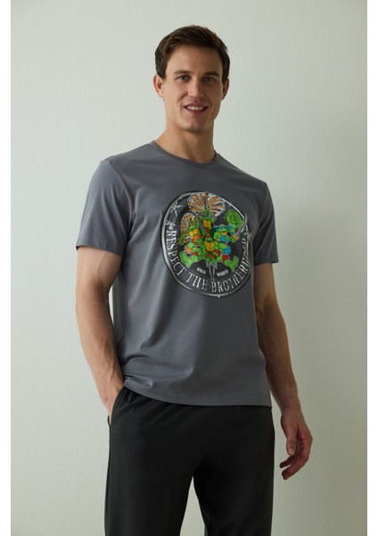 Erkek Ninja Kaplumbağalar Slogan Baskılı Kısa Kollu Pijama Takımı fiyatları