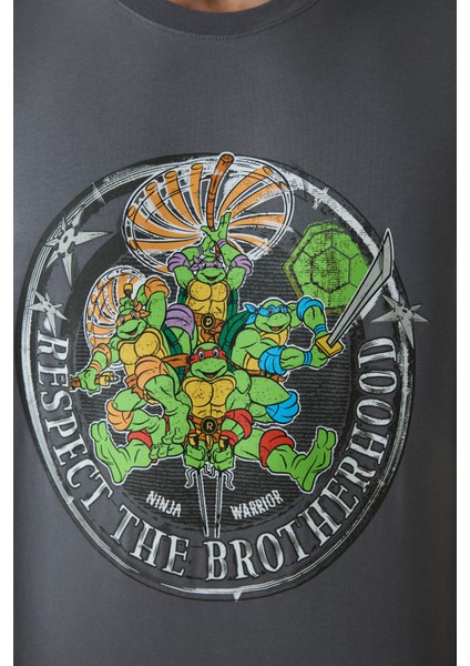 Erkek Ninja Kaplumbağalar Slogan Baskılı Kısa Kollu Pijama Takımı modelleri