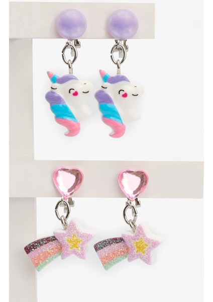 Kız Çocuk Unicornlu 4'lü Küpe Seti