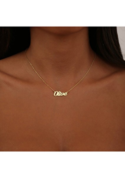 925 Ayar Gümüş Kaplama ve 18 Ayar Altın Kaplama Isim Kolye-El Yapımı Özel Isimli Kolye-Sevgililer