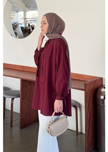 Kol Detaylı Gömlek Bordo fiyatları