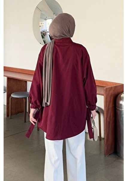 Kol Detaylı Gömlek Bordo fırsatları