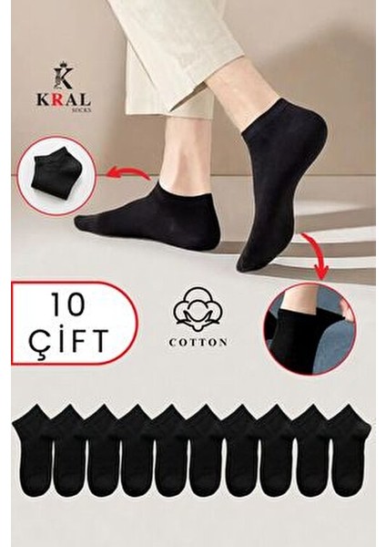 Ekonomik Bilek Boy Patik Çorap Unisex Düz Desen Yıkamalı Pamuklu 10 Çift