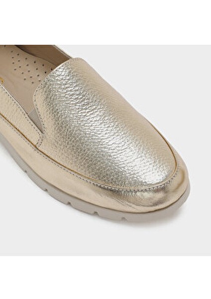Roxıe-Tr - Hakiki Deri Gold Kadın Loafer indirimleri