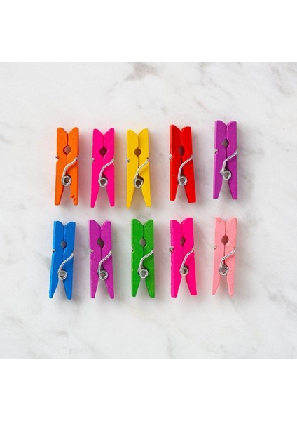 Loren 10 Lu Karışık Renk Mini Ahşap Mandal