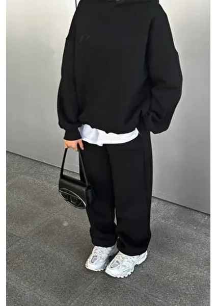 Büyük Beden Rahat Çift Cepli Yazlık Eşofman Altı Bol Siyah Gri