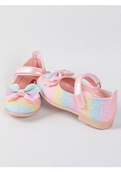 Fiyonklu, Cırtlı, Gökkuşağı Kız Çocuk Babet (Dar Kalıp 1 Numara Büyük Alınız!) fırsatları