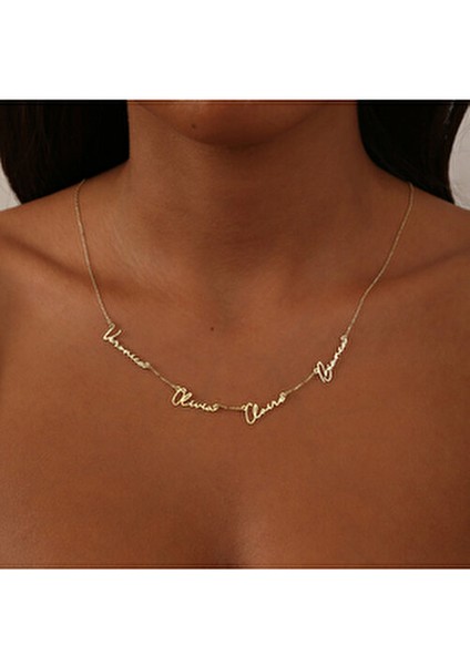 925 Ayar Gümüş Kaplama Veya 2'li 3'lü 4'lü Isimli Kolye-18 Ayar Altın Kaplama El Yazısı Çoklu Isim fırsatları