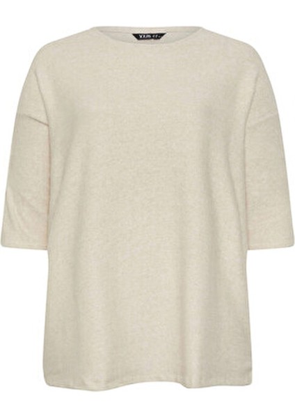 Büyük Beden Yarım Kollu Kadın Kazak Bisiklet Yaka Yumuşak Dokulu Düğme Detaylı indirimleri