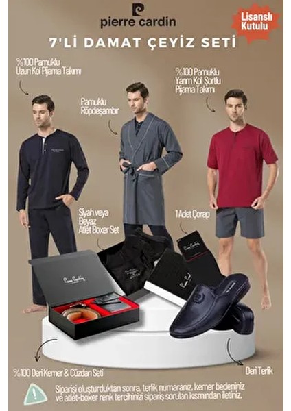 Erkek Lisanslı Kutulu Lacivert 7'li Damat Çeyiz Seti