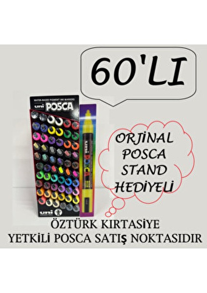 Posca 60'lı Kalem Seti 49 Renk Orta Uç 1.8-2.5 mm Ergonomik Tasarım ile Kolay Kullanım
