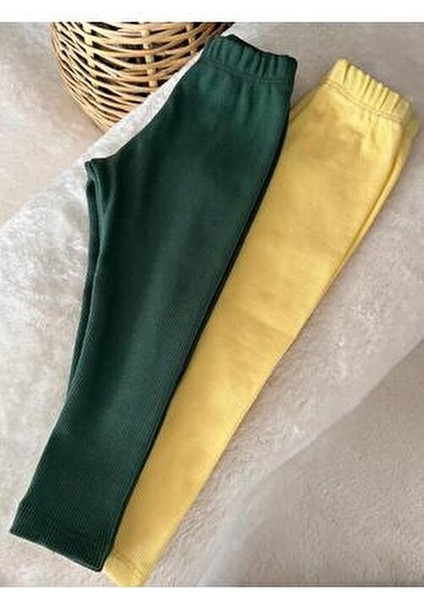 2'li Bebek Çocuk Fitilli Ribana Tayt