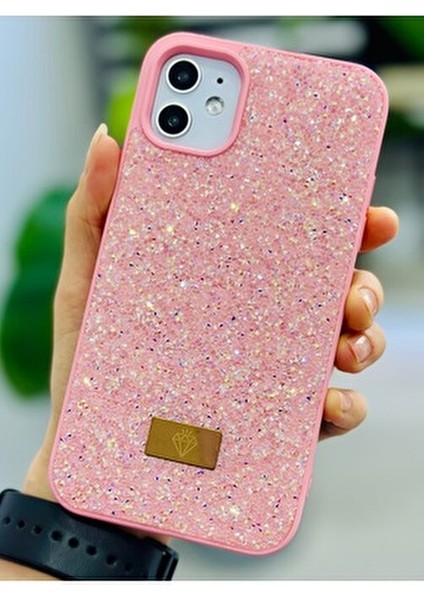 Iphone 12 ve 12 Pro Uyumlu Elmas Tasarımlı Taşlı Işıltılı Parlak Pırlanta Silikon Kılıf