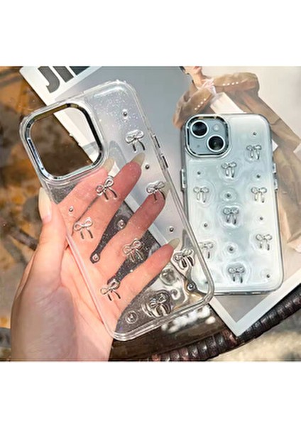 Apple Iphone 13 - 14 - 15 Uyumlu Şeffaf Mini Fiyonk Epoksili Telefon Kılıfı modelleri