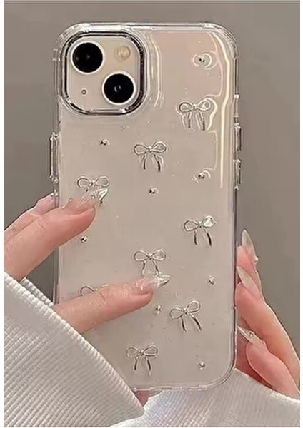 Apple Iphone 13 - 14 - 15 Uyumlu Şeffaf Mini Fiyonk Epoksili Telefon Kılıfı