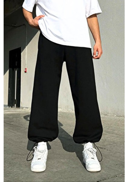 Ayarlanabilir Paçalı Bol Eşofman Altı Siyah Gri Füme indirimleri