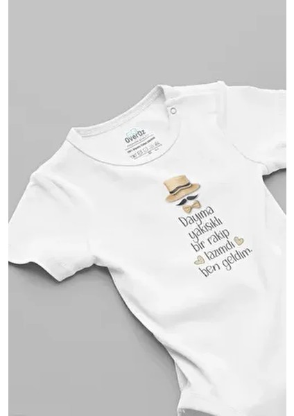 Dayıma Rakip Temalı Organik %100 Pamuk Erkek Bebek Body Çıtçıtlı Zıbın 5908-DAYI-B