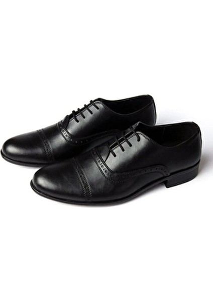 Klasik Fantazi Bağcıklı Erkek Ayakkabı Ortopedik Kauçuk Tabanlı Suni Deri Siyah modelleri