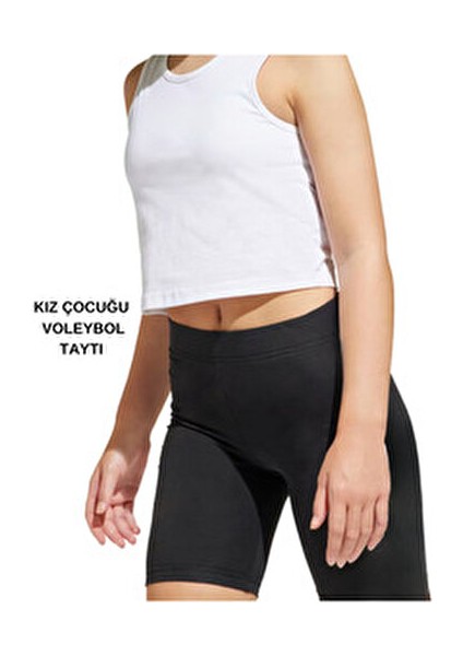 Çocuk Voleybol Taytı-Kız Çocuğu Kısa Tayt-Kız Çocuğu Spor Taytı Siyah fiyatları