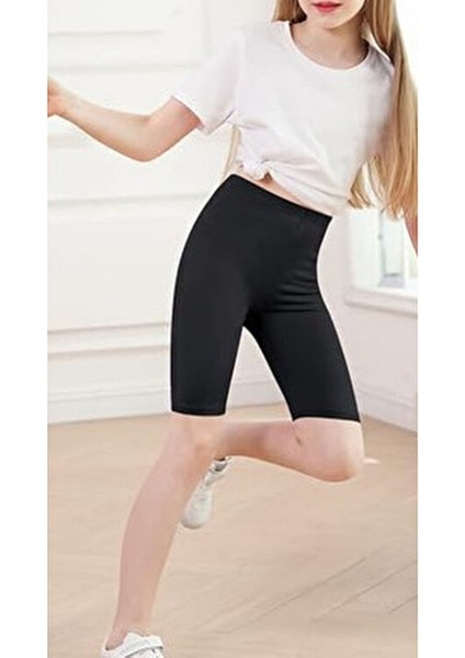 Çocuk Voleybol Taytı-Kız Çocuğu Kısa Tayt-Kız Çocuğu Spor Taytı Siyah modelleri