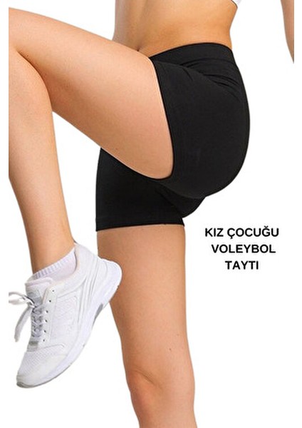 Çocuk Voleybol Taytı-Kız Çocuğu Kısa Tayt-Kız Çocuğu Spor Taytı Siyah indirimleri