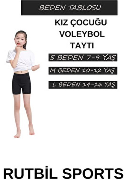 Çocuk Voleybol Taytı-Kız Çocuğu Kısa Tayt-Kız Çocuğu Spor Taytı Siyah