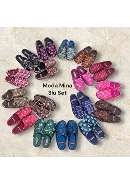 Kadın Ev Terlik ( 3lü Set ) Halı Terliği Zenne Gezer Gondol Kadın Terlik modelleri