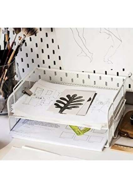 Metal Evrak Rafı 34X24X7 cm 4'lü Set Katlı Dosyalık Beyaz Raf Çelik Dosyalama fırsatları