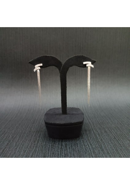 925 Ayar Sallanır Tasarımlı Çift Çizgi Model Kadın Gümüş Küpe -Sade ve Şık