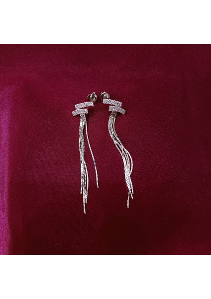 925 Ayar Sallanır Tasarımlı Çift Çizgi Model Kadın Gümüş Küpe -Sade ve Şık fiyatları