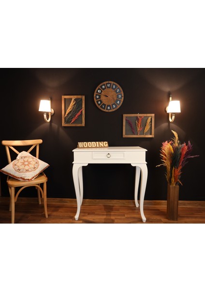 80 cm Çekmeceli Masif Beyaz Dresuar