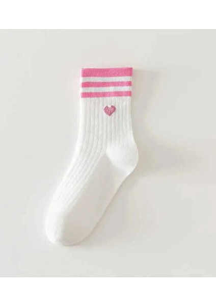 5 Çift Çizgili Tenis Çorap Fitilli Çorap Kalpli Çorap Tenis Çorap