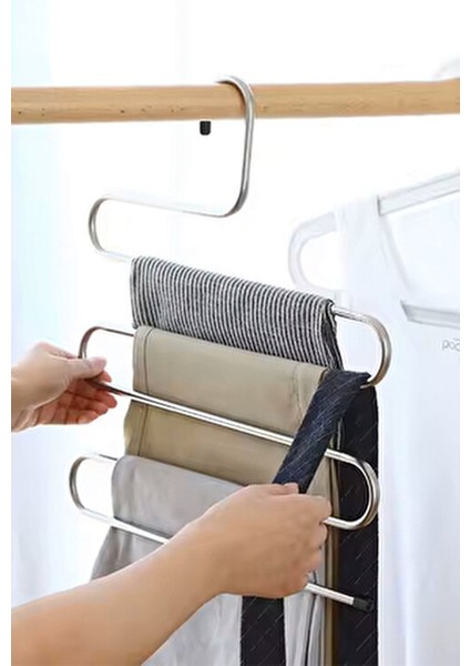 5 Adet 5 Katlı Metal Pantolon ve Şal Askısı Dolap Içi Eşarp Askısı Çoklu Askılık modelleri