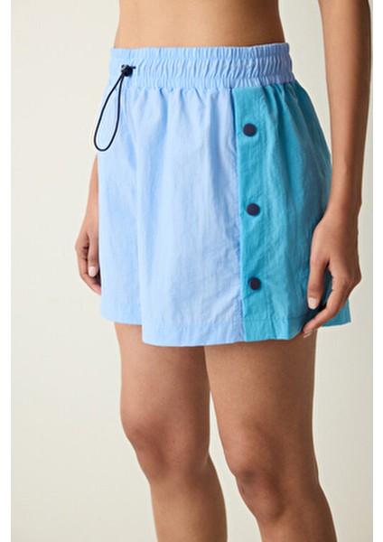 Çok Renkli Beli Ayarlanabilir Düğme Detaylı Şort