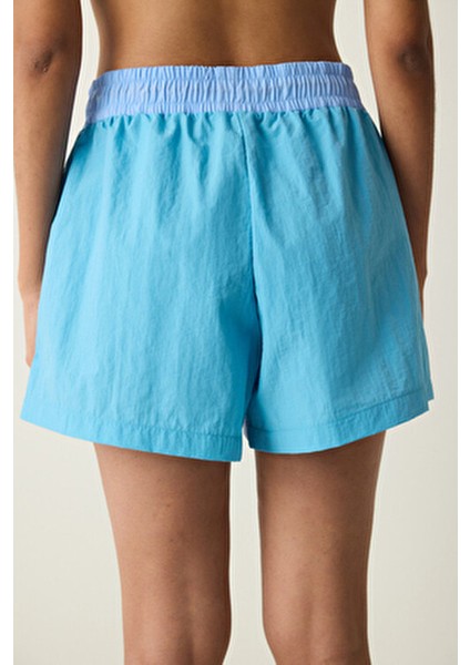 Çok Renkli Beli Ayarlanabilir Düğme Detaylı Şort