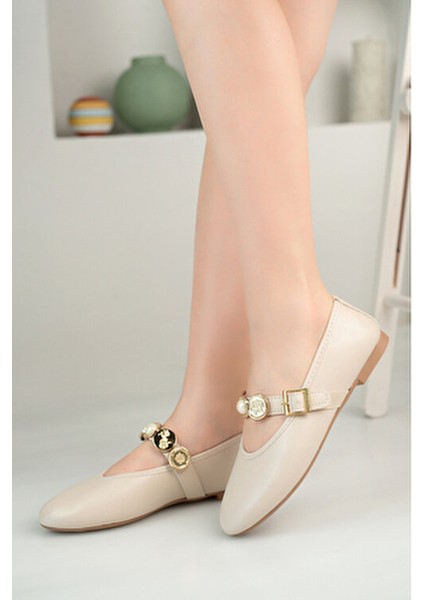 Kadın Bej Cild Günlük Babet Tokalı Ayarlanabilir Hafif Rahat Ayakkabı fiyatları