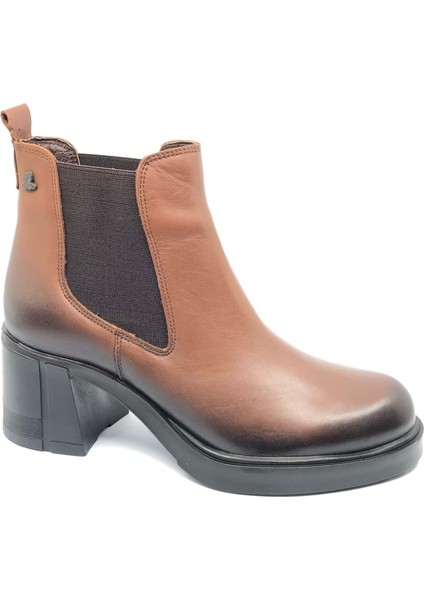 Kadın Hakiki Deri Elastik Yan Bantlı Günlük Bot 2452402K - Taba - 36 modelleri