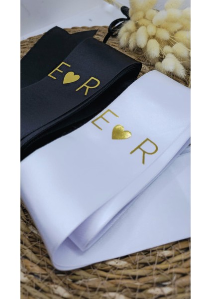 Nişan Düğün Gelin Damat Isimli Kalp Detaylı Takı Kurdelesi 2 Adet 2 Metre fiyatları