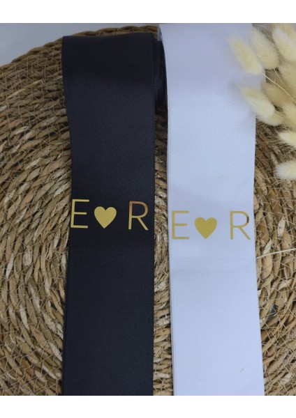 Nişan Düğün Gelin Damat Isimli Kalp Detaylı Takı Kurdelesi 2 Adet 2 Metre modelleri